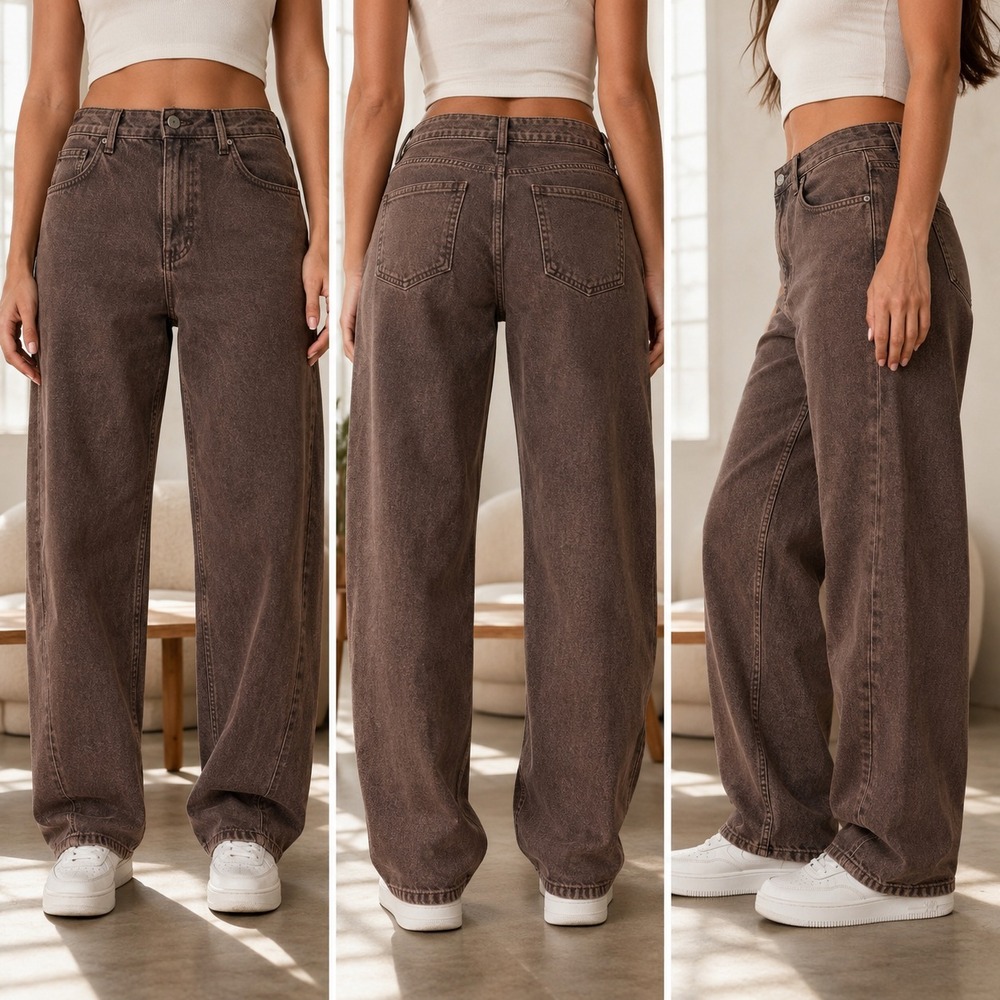 Time And True Baggy Barrel Jeans Womens 14 Light Brown Streetwear 5-Pockets